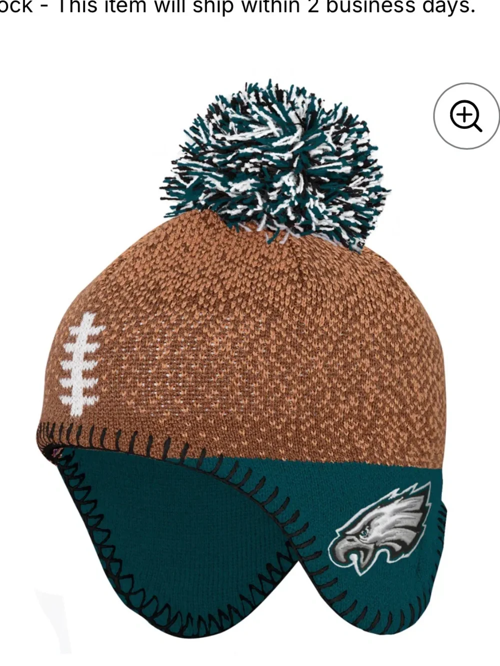 Philadelphia Eagles Outerstuff Brown Football Head Knit Hat boys